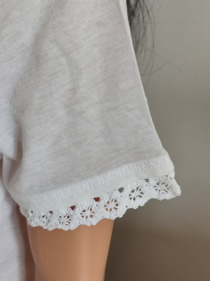 🤍 Haut Blanc Anne Weyburn –  Dentelle & Finitions Bohèmes - Taille 38/40
