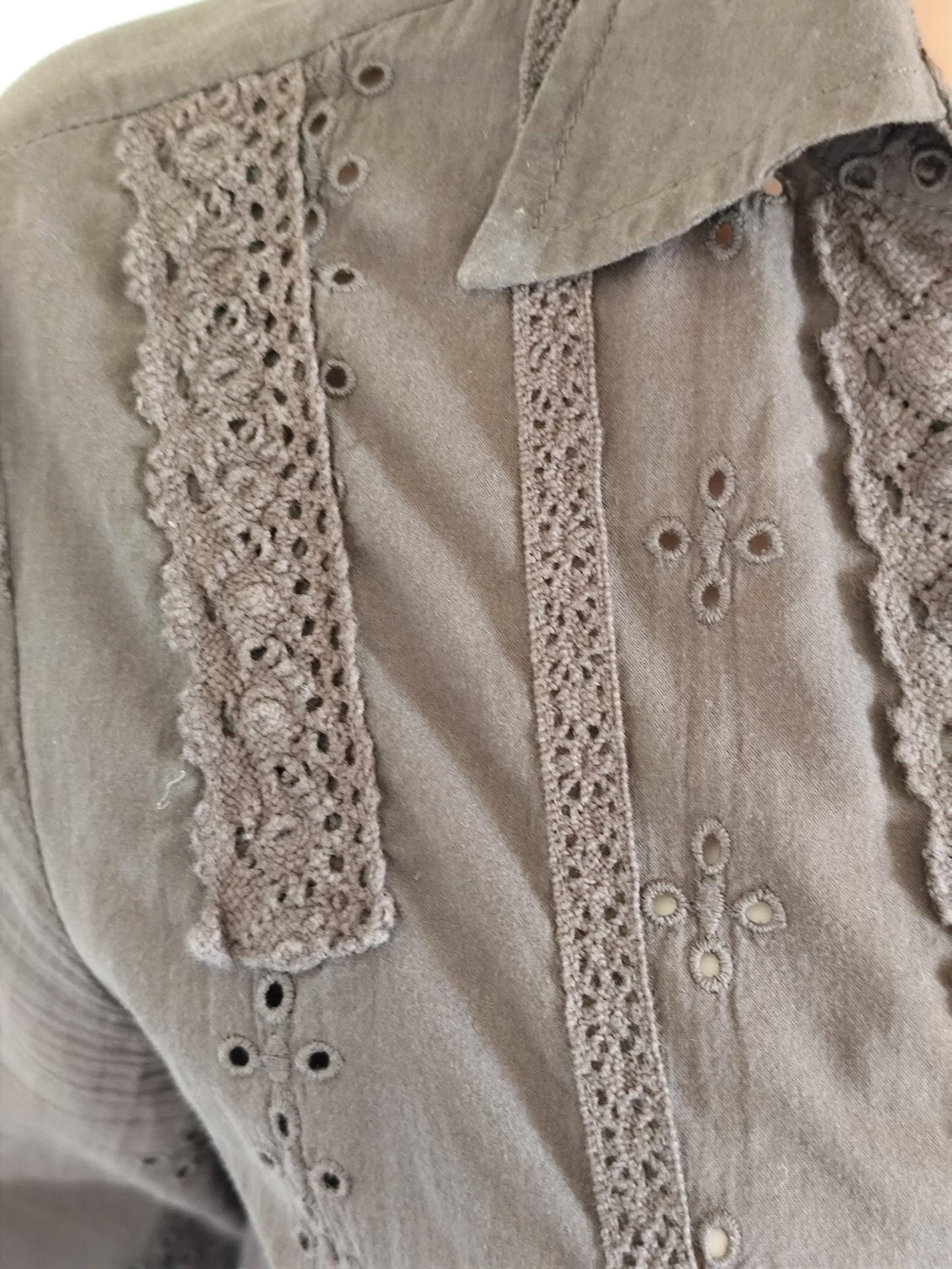 Tunique brodée marron chocolat – Jacqueline Riu – Taille 40