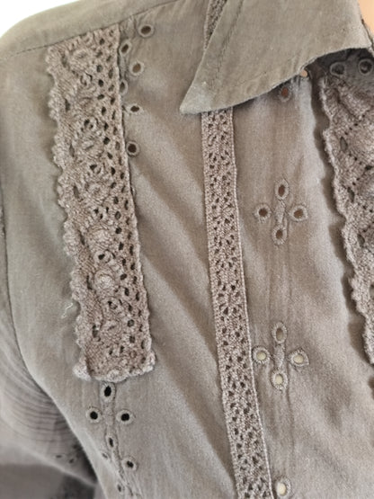 Tunique brodée marron chocolat – Jacqueline Riu – Taille 40