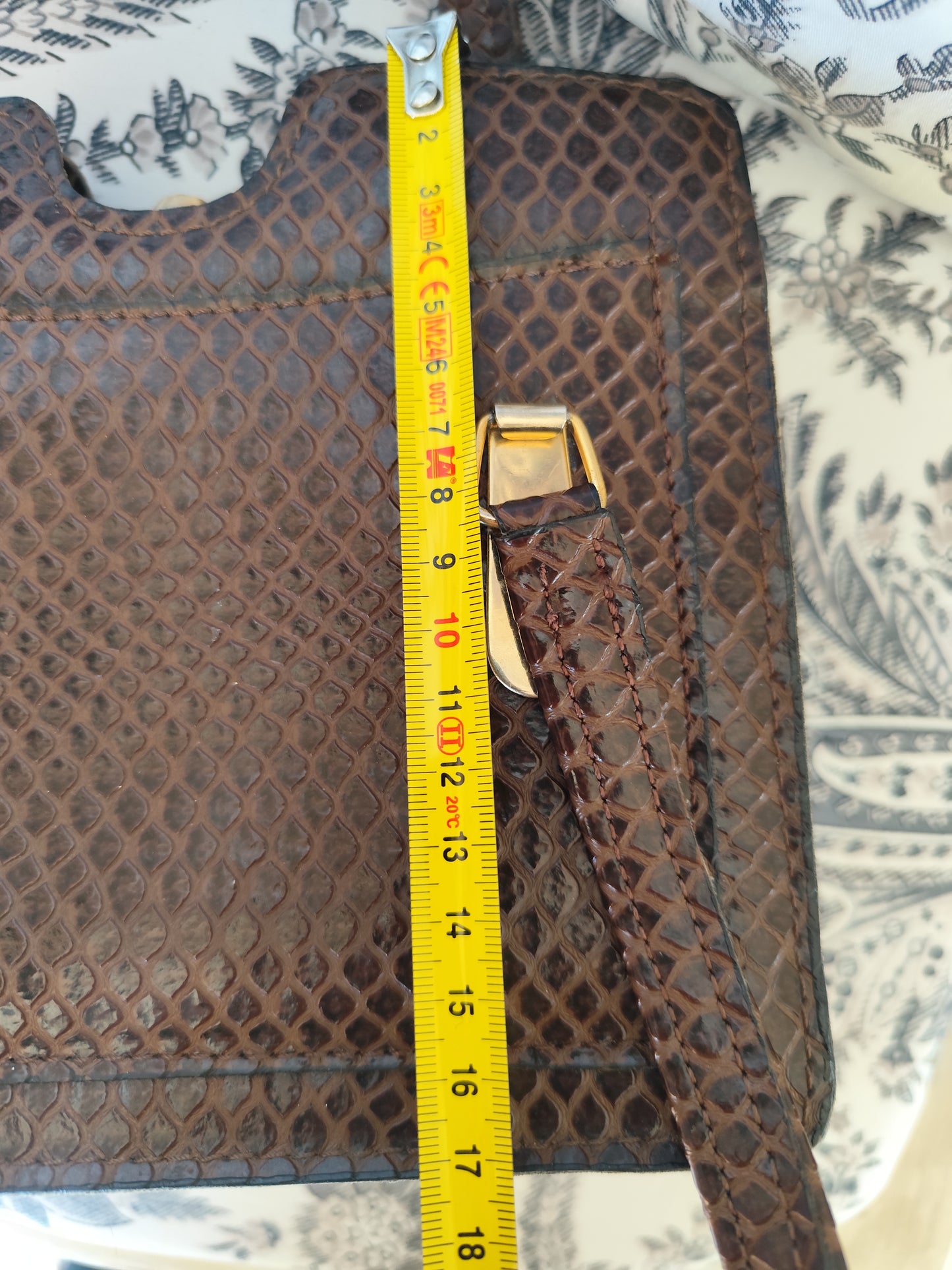 Petit sac à main vintage en cuir véritable façon python - ouverture docteur
