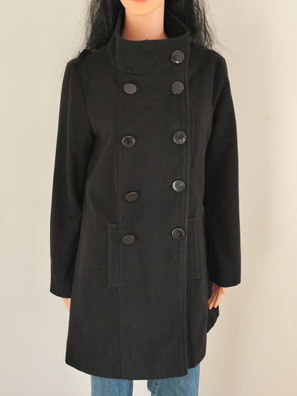 Manteau noir Bleu Bonheur col officier  - Taille 40
