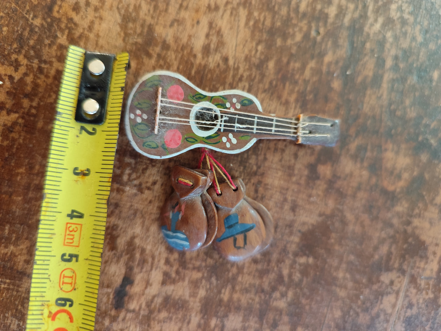 Broche vintage guitare & castagnettes