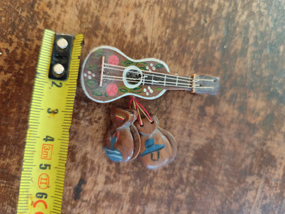Broche vintage guitare & castagnettes