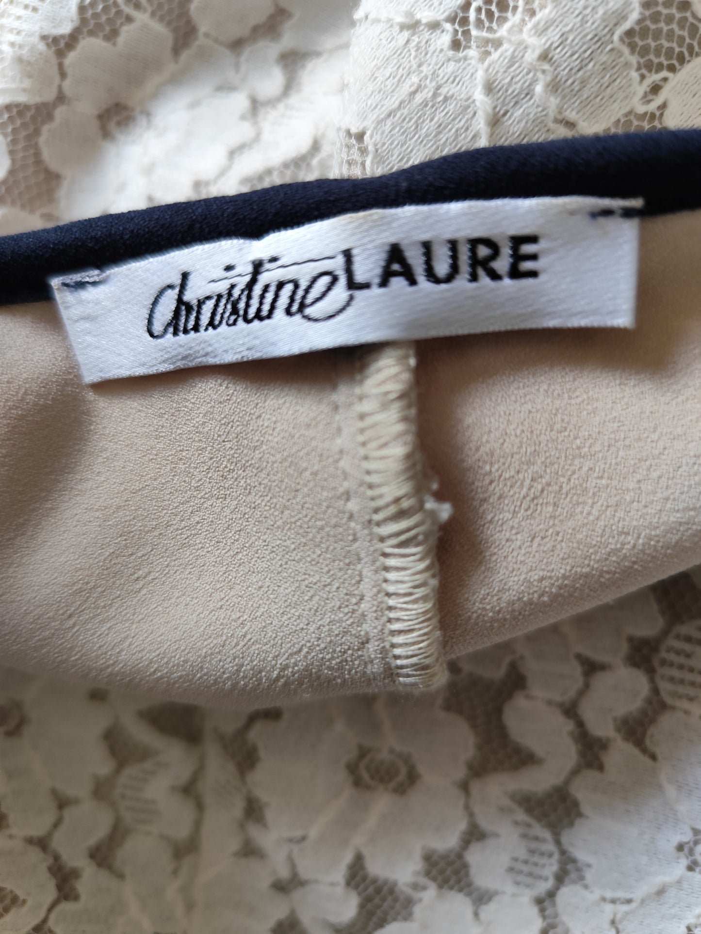 Robe bleu marine & dentelle blanche – Christine Laure – T42/44