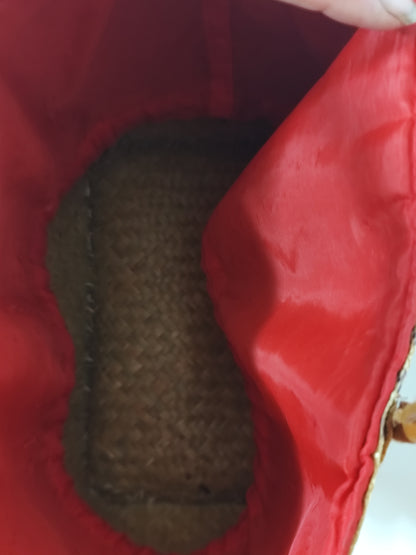 Panier cabas en osier & tissu écossais – Style champêtre chic