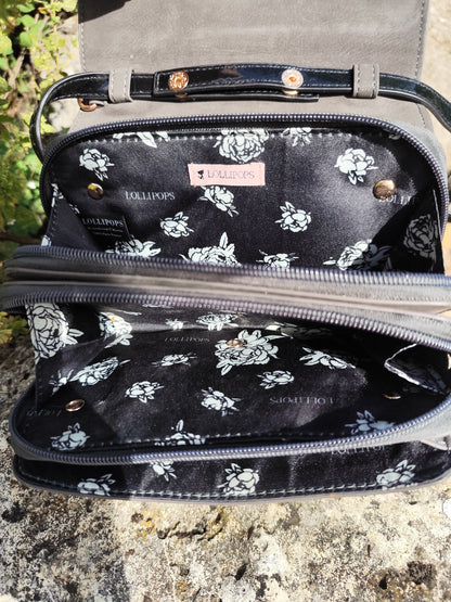 Sac bandoulière Lollipops mini – gris et noir – 18x11 cm