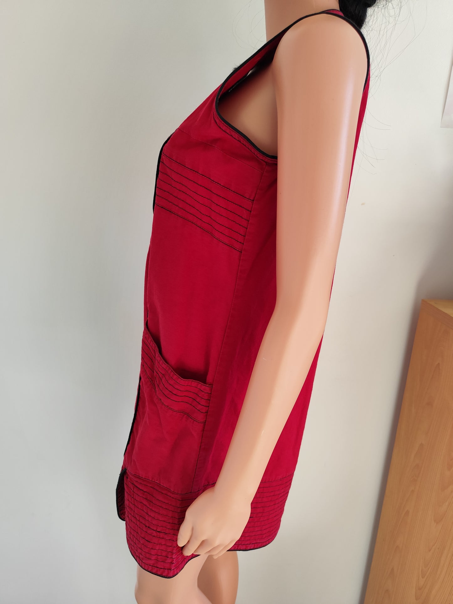 Robe Coline rouge bohème en coton – coupe trapèze A-line - Taille 36/38