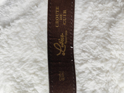 Ceinture verte vintage en croûte de cuir – Lutèce – 80 cm