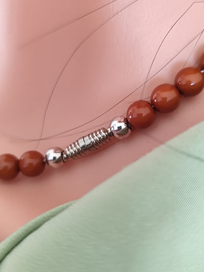 Collier perles couleur ambre avec fermeture aimantée 📿
