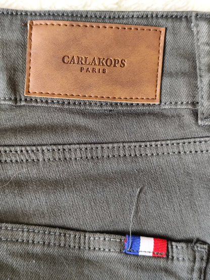 Jean bootcut kaki - bas effilochés - Carlakops Paris - Taille 34/36