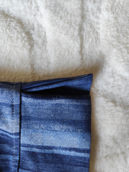 Ensemble vintage denim deux pièces à rayures bleu – Made in France – T. 44