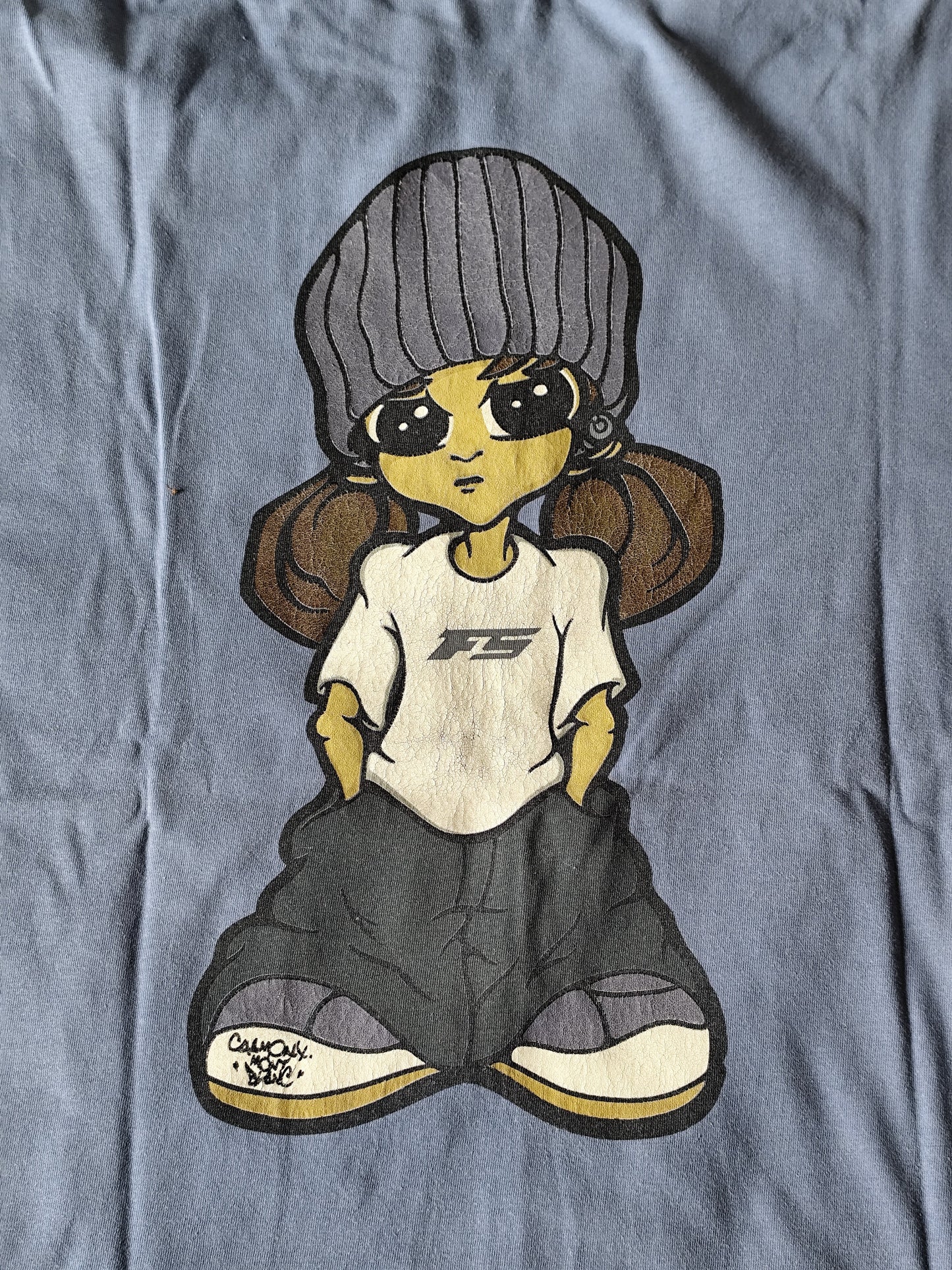 T-shirt vintage Spirit bleu cartoon – Taille M (oversize)