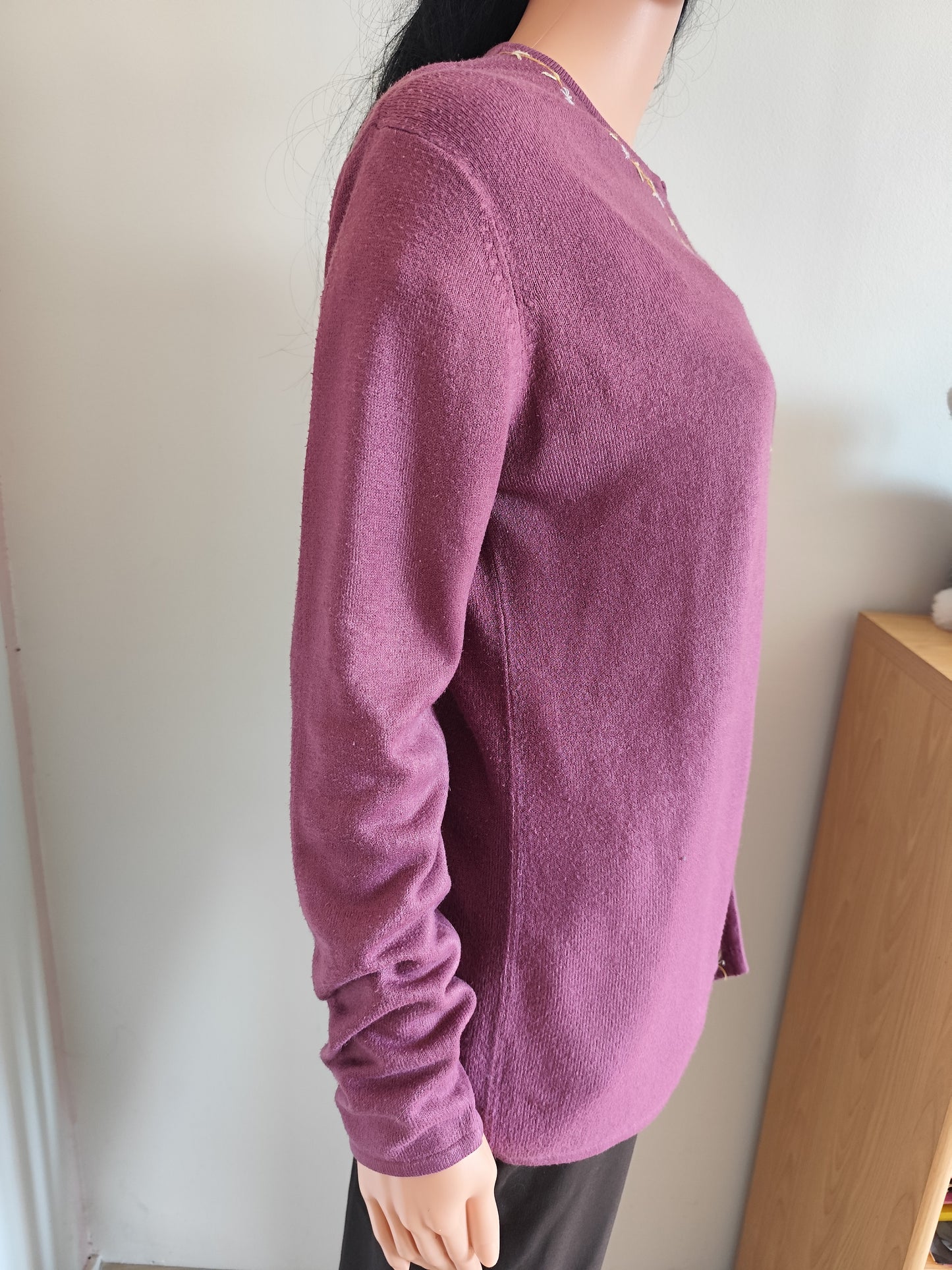 💜 Gilet Damart Vintage  – Broderies Florales – Taille 38