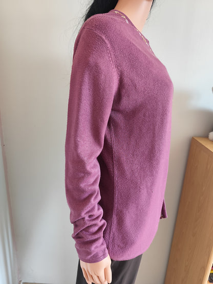 💜 Gilet Damart Vintage  – Broderies Florales – Taille 38