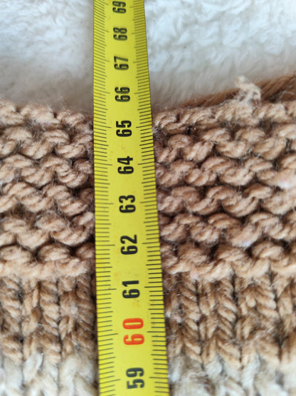 Gilet épais tricoté main - marron et beige chiné – Taille 40/42