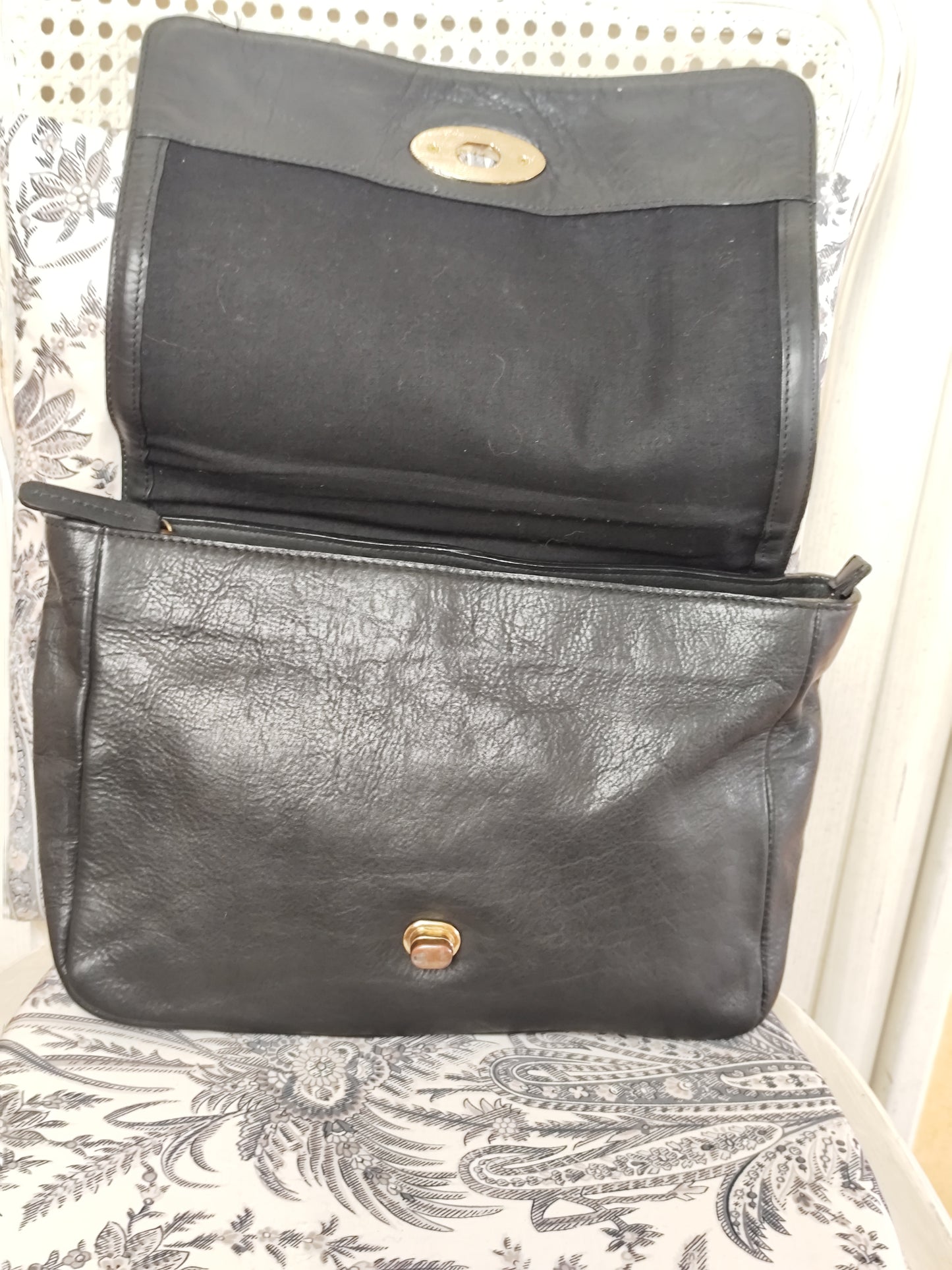 Sac cartable noir en cuir – Minelli – 36x20x10 cm