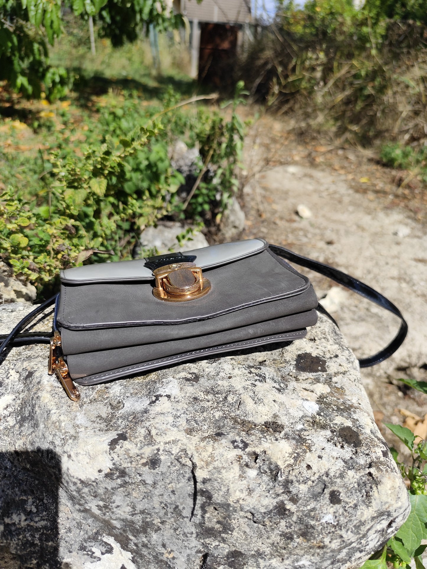 Sac bandoulière Lollipops mini – gris et noir – 18x11 cm