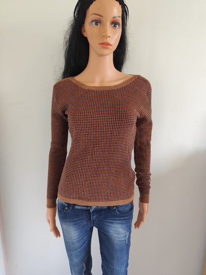 Pull fin texturé brun et argenté – Cache Cache – taille 36/38