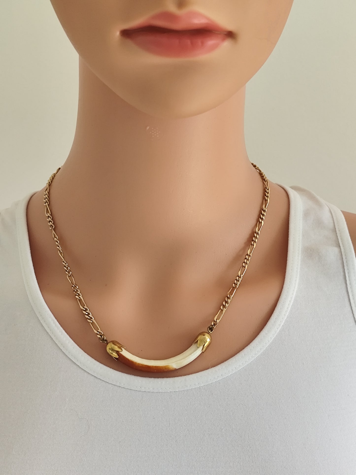 Parure collier et bracelet dent de castor