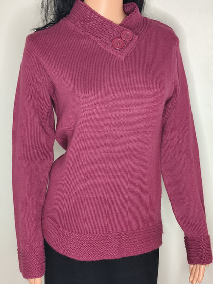 Pull col montant framboise – laine mélangée -  Taille 38/40