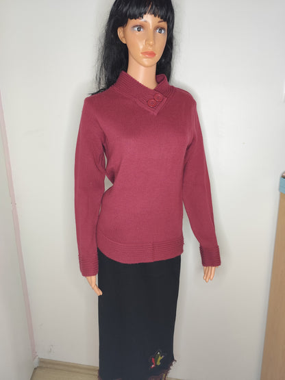 Pull col montant framboise – laine mélangée -  Taille 38/40