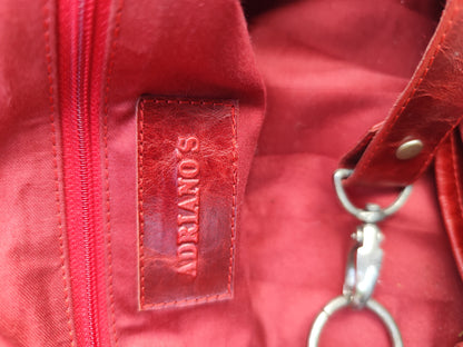 Sac Seau Adriano’s  rouge grand format –  cuir & tissage