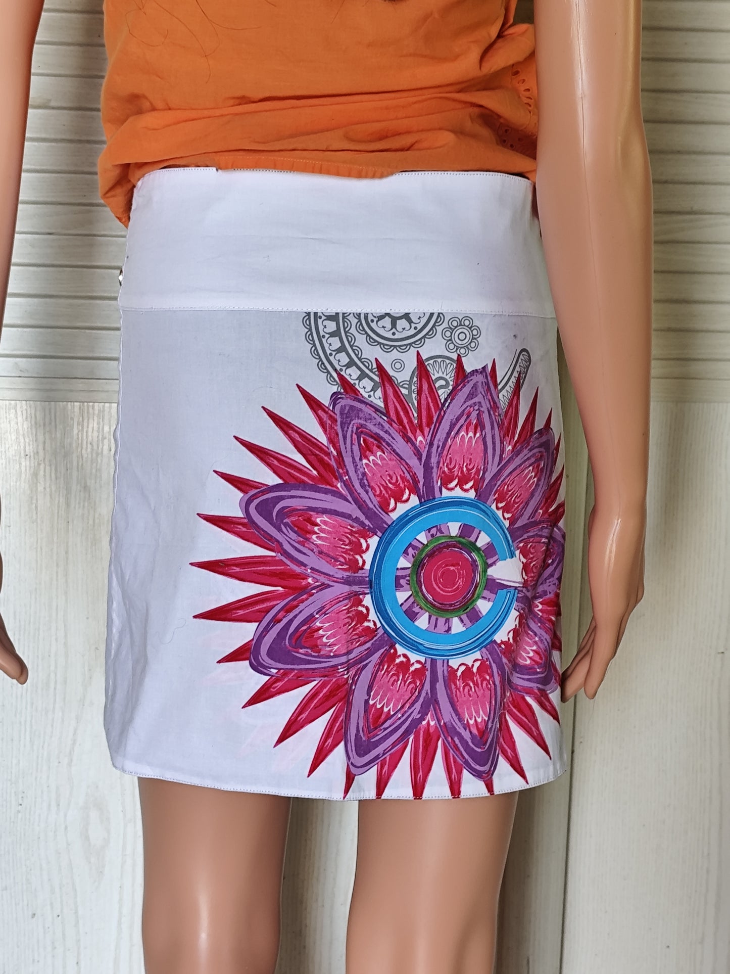 Jupe réversible Coton du Monde motifs mandalas - Taille unique