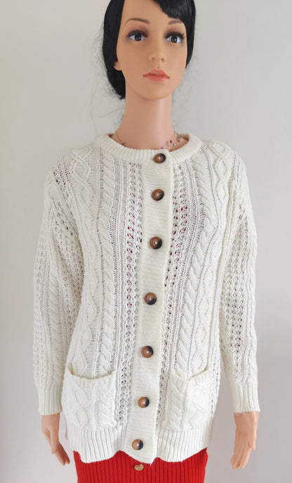 🤍 Cardigan écru ajouré en coton - La Redoute  - Taomme 38/40 🤍