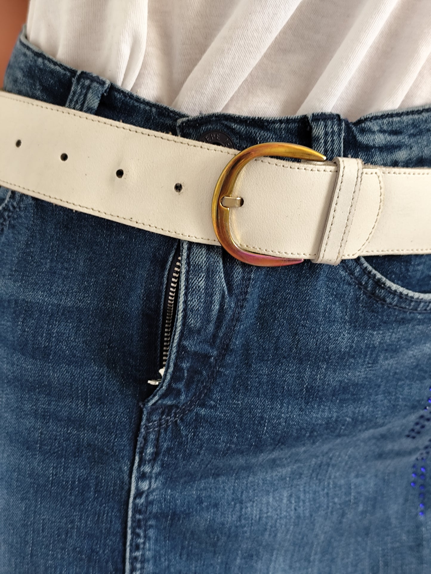 Ceinture cuir véritable blanche – 85 cm