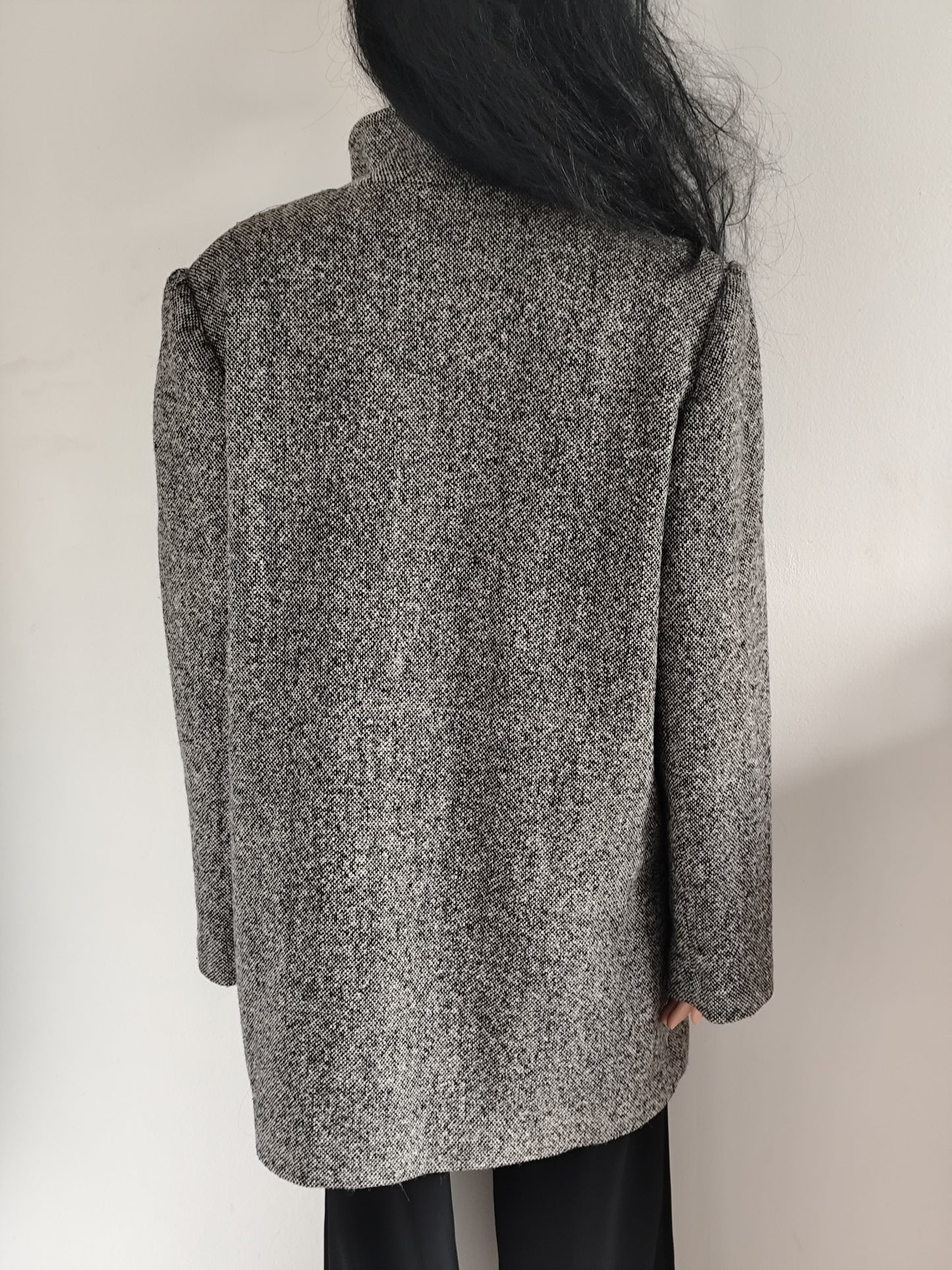 Manteau gris chiné en laine – Coupe droite – Taille 42