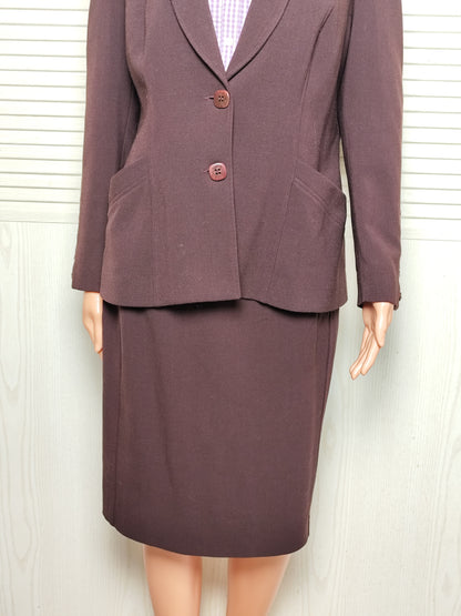 Tailleur jupe couleur prune Montigny Paris – Veste 44 / Jupe 42