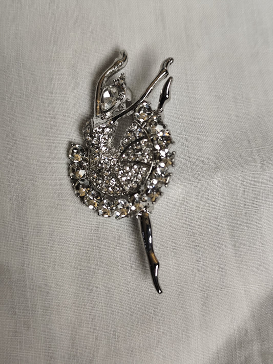 Broche Ballerine Étincelante en Strass