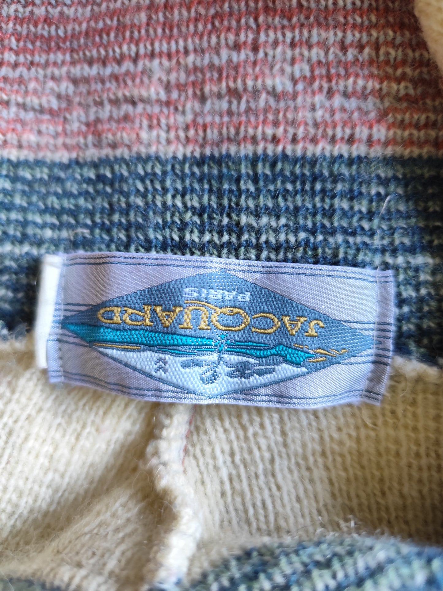 Veste Jacquard vintage à capuche – laine mélangée – T. 46/48