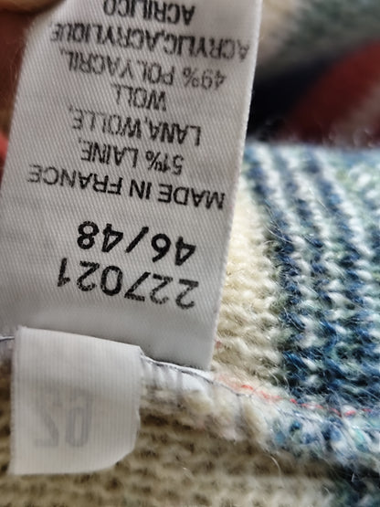 Veste Jacquard vintage à capuche – laine mélangée – T. 46/48