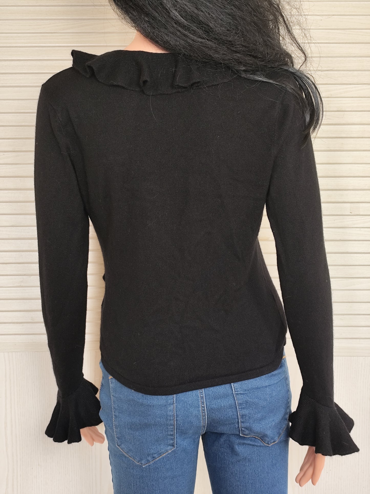 Pull léger cachemire et soie  Ralph Lauren à volants - Taille 36/38