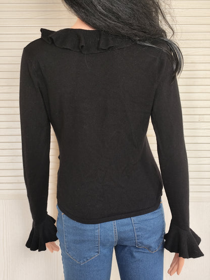 Pull léger cachemire et soie  Ralph Lauren à volants - Taille 36/38