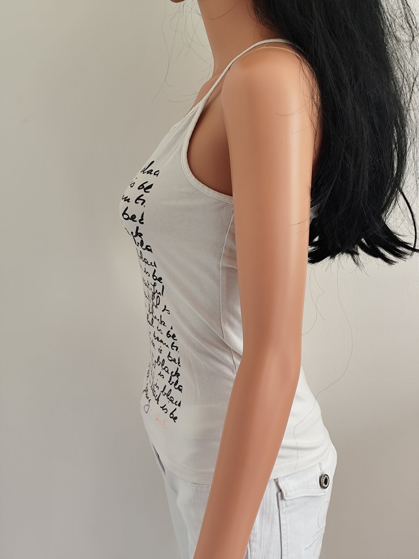 Top blanc IKKS à message manuscrit – Taille S/36/38