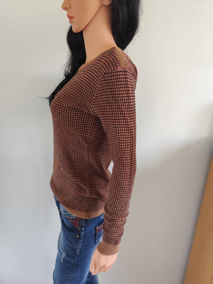Pull fin texturé brun et argenté – Cache Cache – taille 36/38