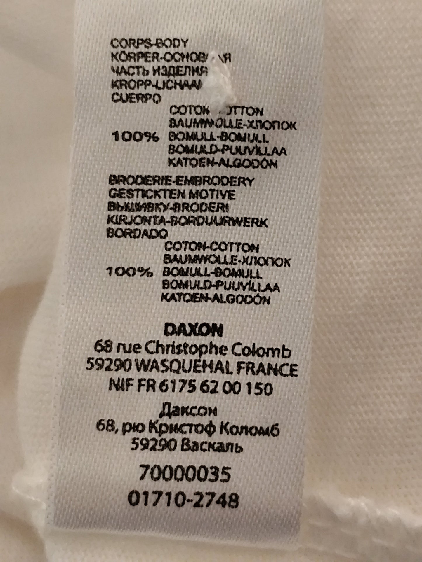 T-shirt brodé Daxon en coton – Taille M (38/40)