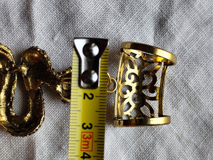 Attache foulard serpent doré et strass colorés