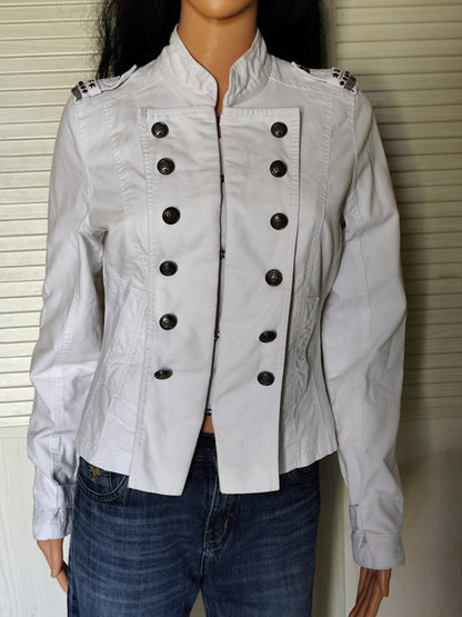 Veste officier blanche en denim Active Wear - Détails militaires - Taille 38/40