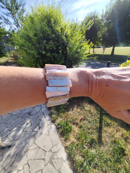 Bracelet vintage en nacre de Tahiti – tons bruns & irisés