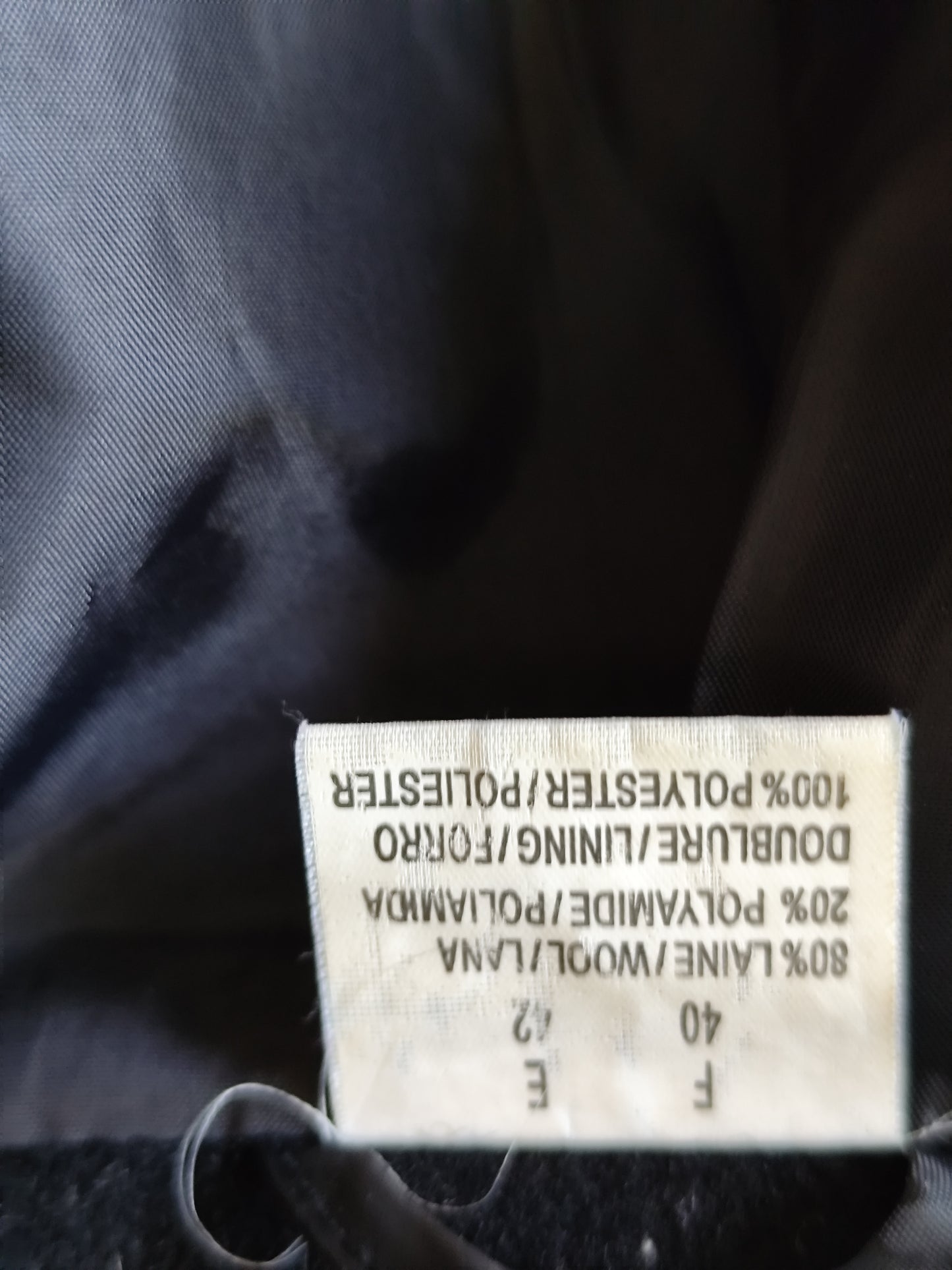 Manteau noir long col tailleur laine mélangée - taille 40