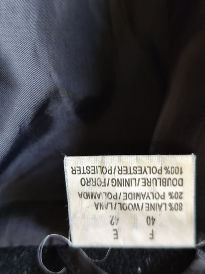 Manteau noir long col tailleur laine mélangée - taille 40