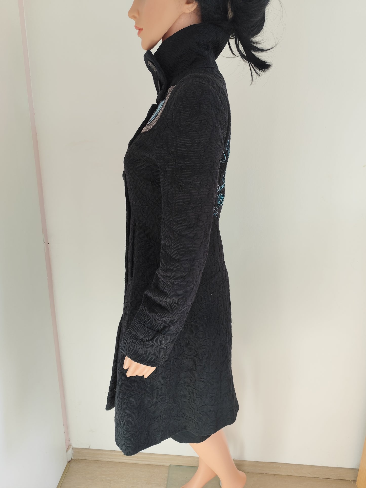 Manteau Desigual noir brodé – T. 38 (convient 36/38)