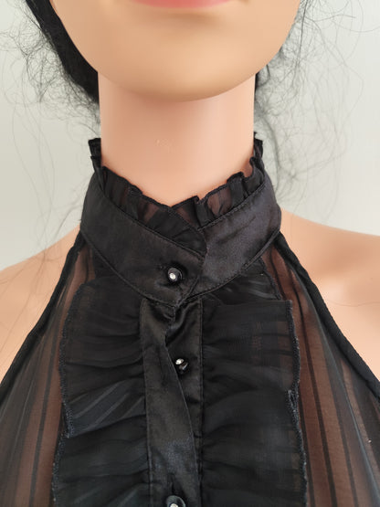 🖤 Haut noir sans manches à col montant – Just Addict – Taille 36/38