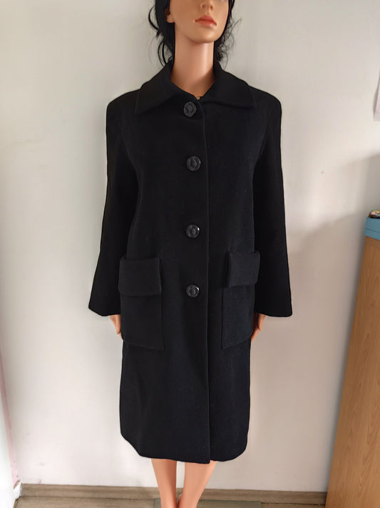 Manteau noir long vintage  – Taille  40/42