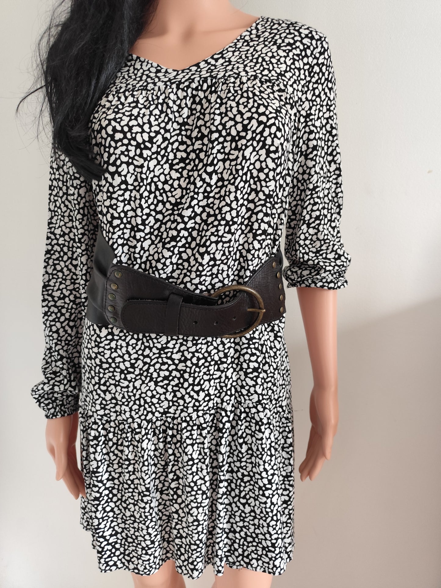 Ceinture large en cuir noir Pepe Jeans – boucle ronde - 80 cm