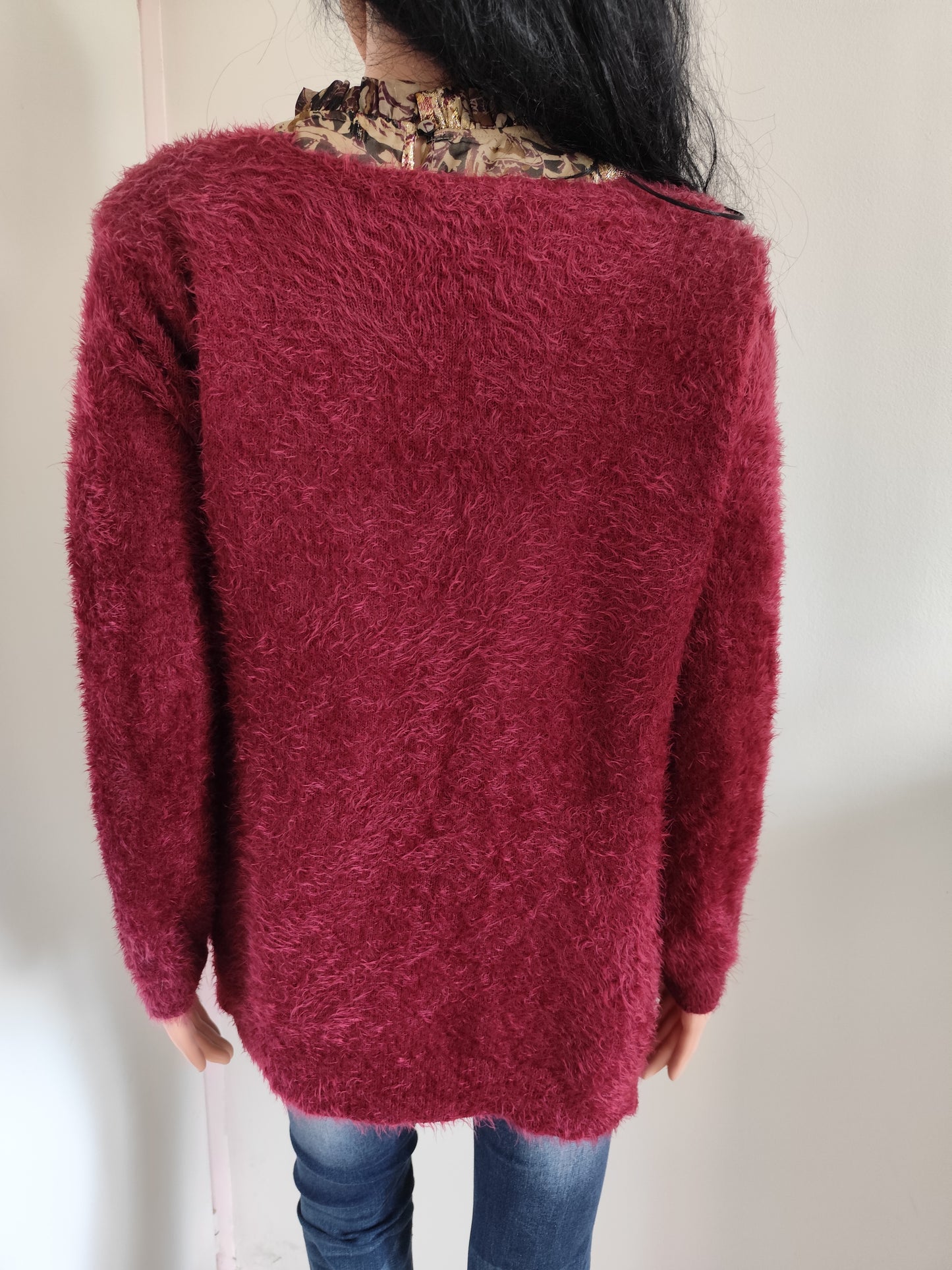 Gilet bordeaux doux – World Fashion – taille estimée 38/40