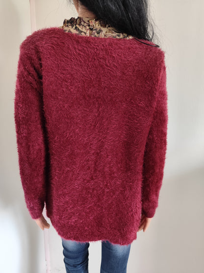 Gilet bordeaux doux – World Fashion – taille estimée 38/40